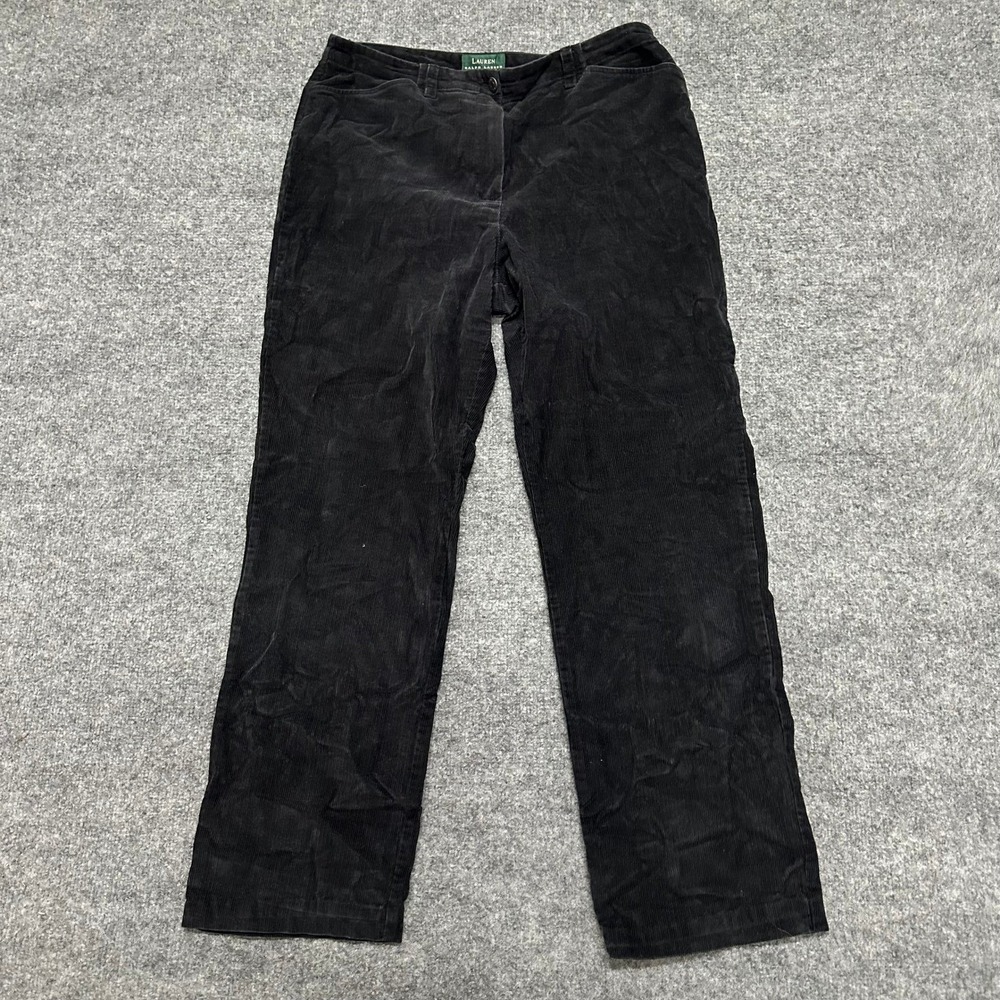 Lauren Ralph Lauren Pants Womens Size 12 Black Corduroy Straight Leg Classic